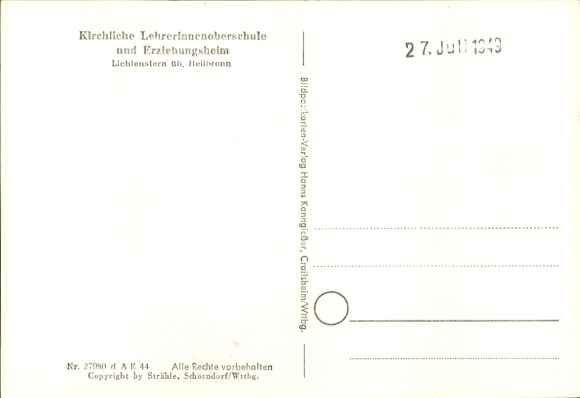 Postcard Lichtenstern near Heilbronn am Neckar, aerial photograph