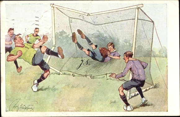 Artist PC Schönpflug, Fritz, football game, goal