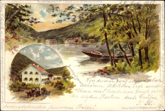 lito Bad Dürkheim am Palatynat Forest, Forsthaus Isenach, Uferpartie