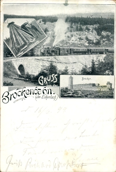 Ak Brocken Nationalpark Harz, Brockenbahn im Eckerloch, Deutsche Eisenbahn