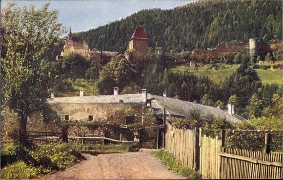 Postcard Friesach in Carinthia, ruin Petersberg