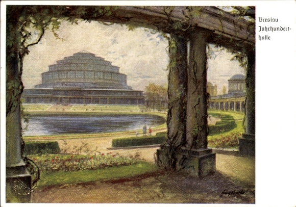 Ganzsachen Künstler Ak Huth, F., Wrocław Breslau Schlesien, Jahrhunderthalle, Sängerbundesfest 1937