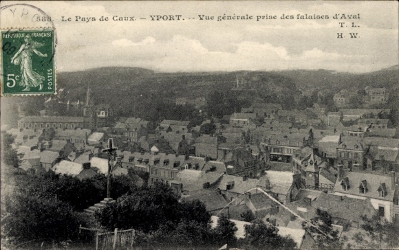 Postcard Yport Seine Maritime, Vue generale prize des falaises d'Aval