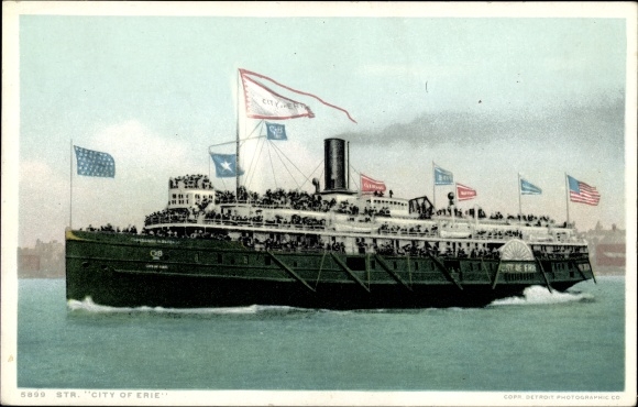Postcard steamer City of Eerie