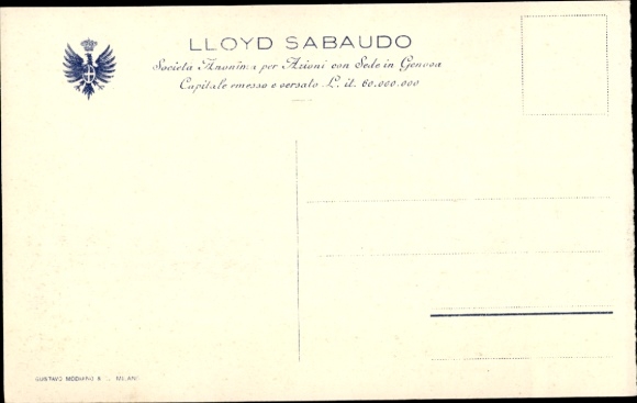 Postcard passenger steamer Conte Rosso, Lloyd Sabaudo