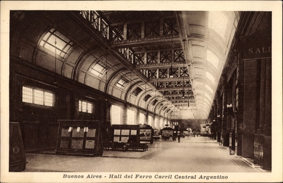 Ak Buenos Aires Argentina, Hall del Ferro Carril Central Argentino, stationshal, binnenaanzicht