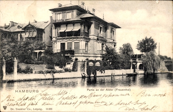 Postcard Hamburg Eimsbüttel Harvestehude, Alster, Frauenthal, residential building