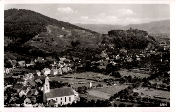 Postcard Ortenberg in Baden, aerial photograph