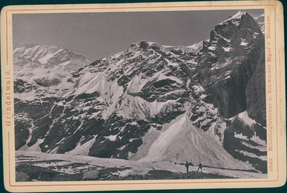 Cabinet photo Grindelwald Kt. Bern Switzerland, Mönchsgletscher, Schwarzer Eiger, Eismeer