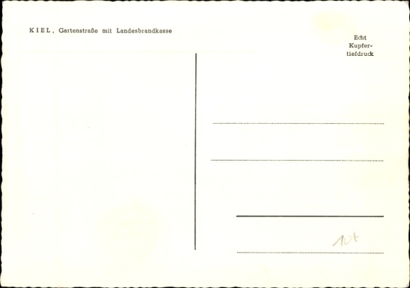 Postcard Kiel in Schleswig Holstein, Gartenstraße, State Fire Insurance Company