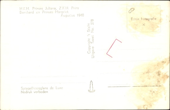 Postcard Juliana of the Netherlands and Prince Bernhard of the Netherlands, portrait 1948