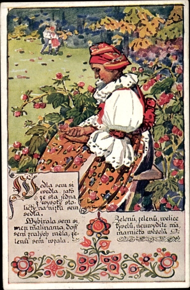 Artist Postcard Frolka, A., Woman in Slovak costume