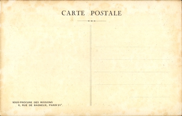Postcard Bougainville Solomon Islands Pacific, village square, Marist Fathers Missions