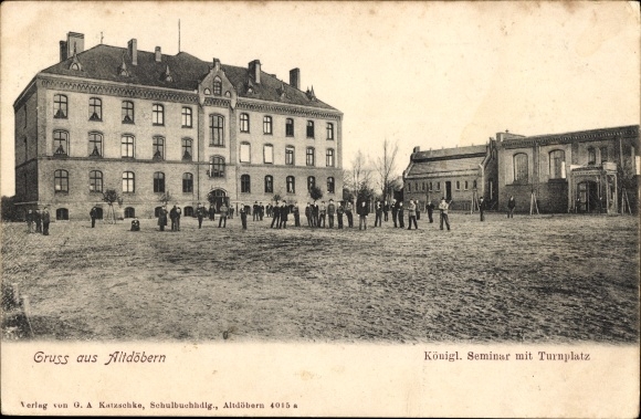 Postcard Altdöbern in Lower Lusatia, Royal Seminary with gymnasium