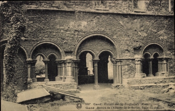 KP Gand Gent Flandria Wschodnia, ruiny St-Baafsabdy, Kapittelzaal, Gand, Abbaye de St-Bavon