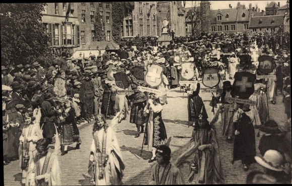 Postcard Bruges Bruges Flanders West Flanders, Procession du St. Sang, La Belgique, Groupe des Nations