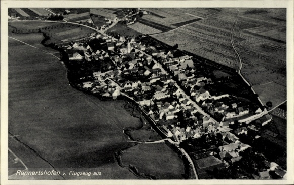 Postcard Rennertshofen in Upper Bavaria, aerial photograph