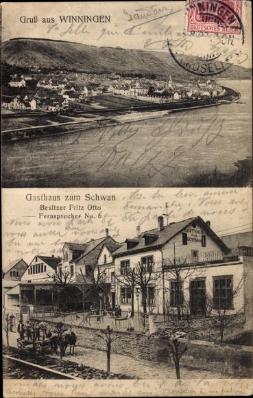 PC Winningen on the Moselle, general view, Inn zum Schwan
