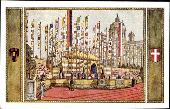 Coat of arms artist PC Schüle, Vienna I inner city, marquee on the Burgring, 10th German singers&#39; festival