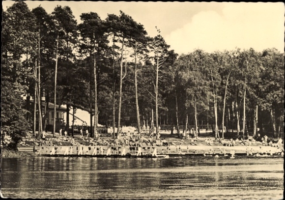 Postcard Lübtheen in Mecklenburg, beach, swimmers