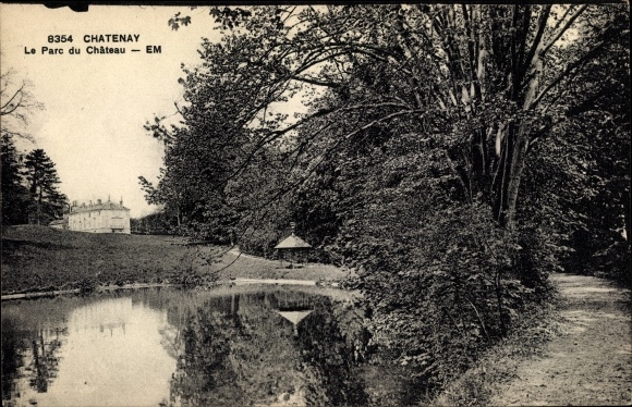 Postcard Chatenay Hauts-de-Seine, Castle Park, Pond