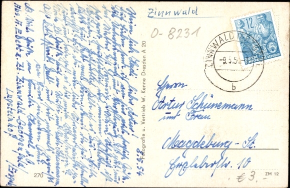 Ak Zinnwald Georgenfeld Altenberg in het Ertsgebergte, panorama