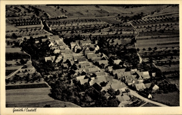Postcard Castell Lower Franconia, aerial photograph, Greuth