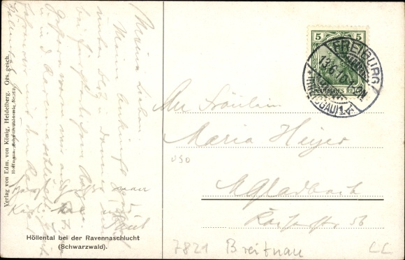Artist Postcard Hoffmann, H., Breitnau in the Black Forest, Höllental near the Ravenna Gorge