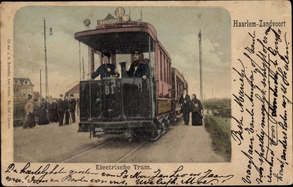 Postcard Haarlem North Holland Netherlands, electric tram