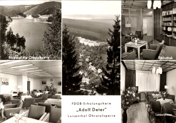 Ak Luisenthal im Landkreis Gotha, Ohratalsperre, FDGB Erholungsheim A. Deter, Klubraum, Lesezimmer