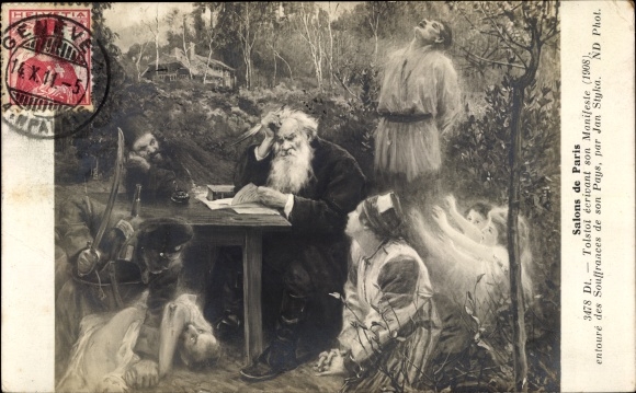 Artists Postcard Styka, Jan, Lev Nikolajewitsch Tolstoy