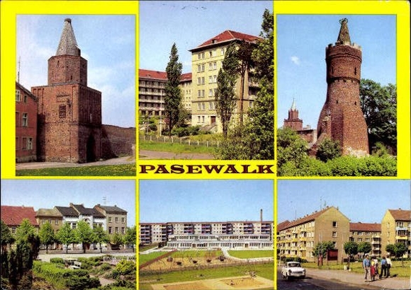 4 stare pocztówki Pasewalk w Meklemburgii na Pomorzu Przednim, różne widoki