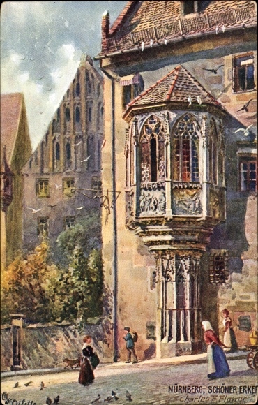 Artist PC Flower, Charles, Nuremberg in Middle Franconia Bavaria, beautiful bay window