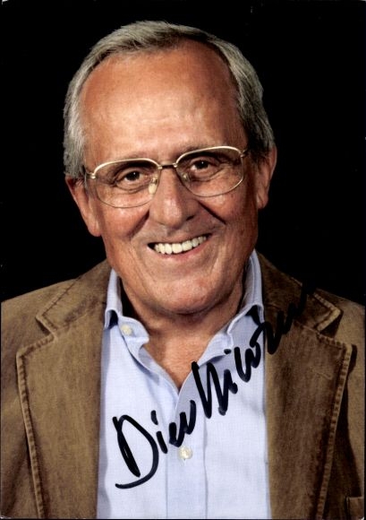 Postcard actor and cabaret artist Dieter Hildebrandt, portrait, autograph