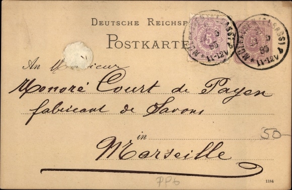 Postwaardestuk voorloper ansichtkaart chocoladefabriek Ph. Suchard, Neuchâtel Zwitserland, reclame, PP 6