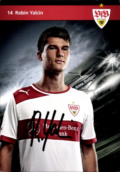 Autogrammkarte Robin Yalcin, VfB Stuttgart, Portrait, Autogramm