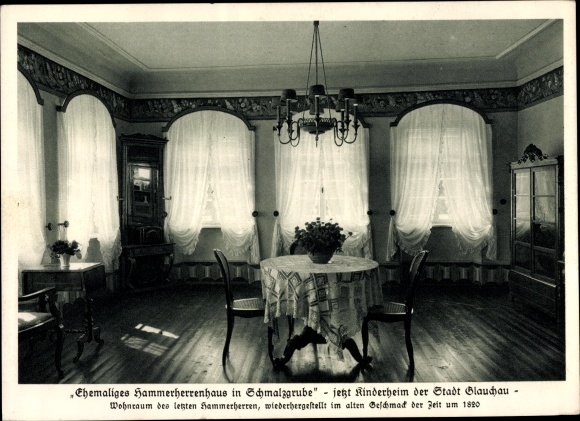 Postcard Schmalzgrube Jöhstadt, former hammer manor house, now a children&#39;s home, fireplace