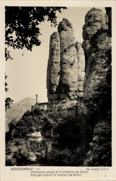 Ak Montserrat Katalonien,  Felsen, V. Geheimnis des Schmerzes, Fotografie