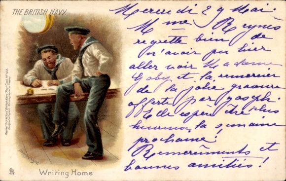 Künstler Ak British Navy, Writing Home
