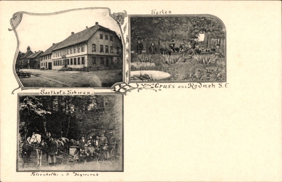 Ak Bad Rodach Opper-Franken Beieren, Gasthof zum Schwan, Felsenkeller, Jägersruh