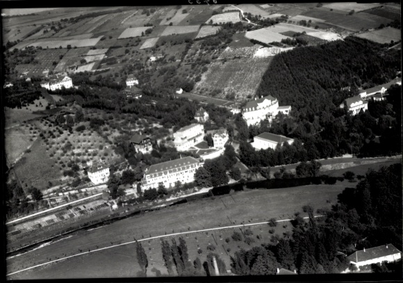 Postcard Bad Mergentheim in Tauberfranken, several buildings, the spa houses are shown in an aerial photograph...