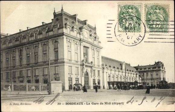 Postcard Bordeaux Gironde, Gare du Midi
