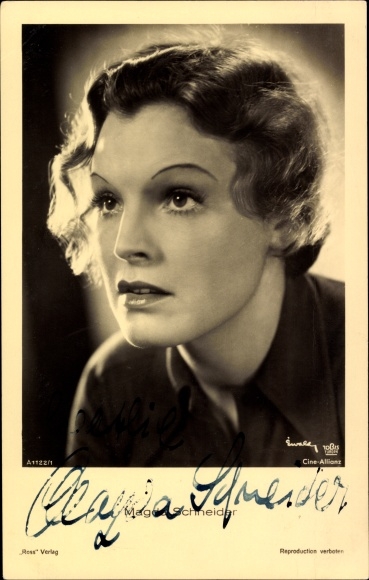 Ak Schauspielerin Magda Schneider, Portrait, Ross Verlag A 1122/1, Autogramm