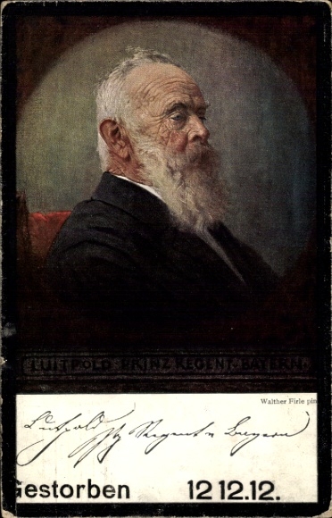 Artist Postcard Firle, Walther, Prince Regent Luitpold of Bavaria, portrait, regency anniversary