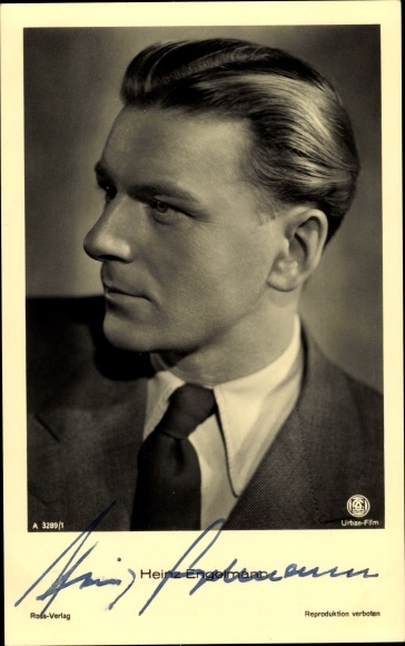 Postcard actor Heinz Engelmann, portrait, autograph