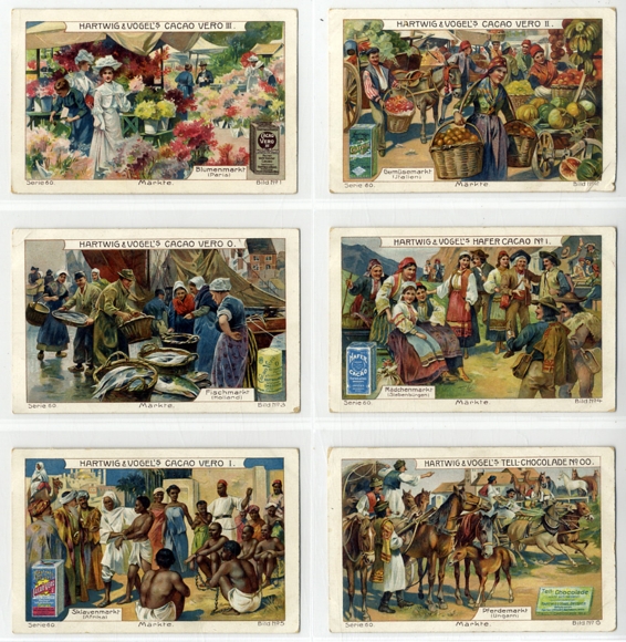 Merchant pictures series 6 pictures, markets, Hartwig &amp; Vogel, Dresden