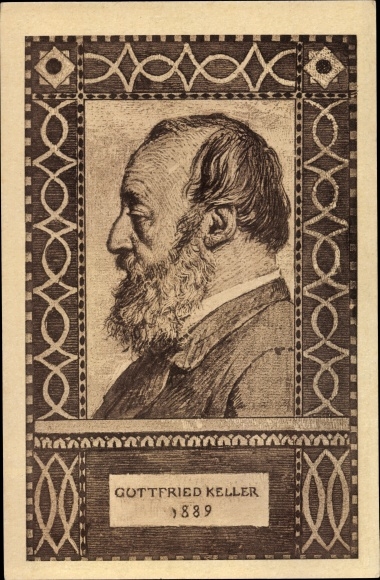 Ganzsachen Künstler Ak Schweizer Bundesfeier, Schriftsteller Gottfried Keller, Portrait 1889