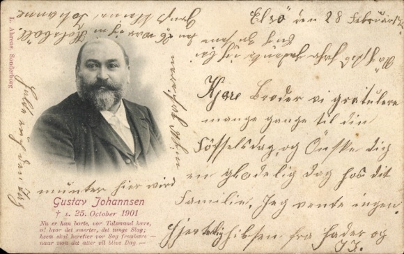 Postcard politician, teacher and bookseller Gustav Johannsen, portrait