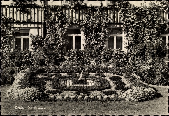 Postcard Greiz im Vogtland, The flower clock