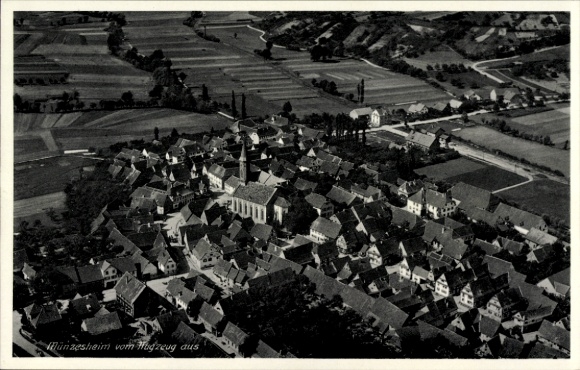 Postcard Münzesheim Kraichtal in Baden, aerial photograph